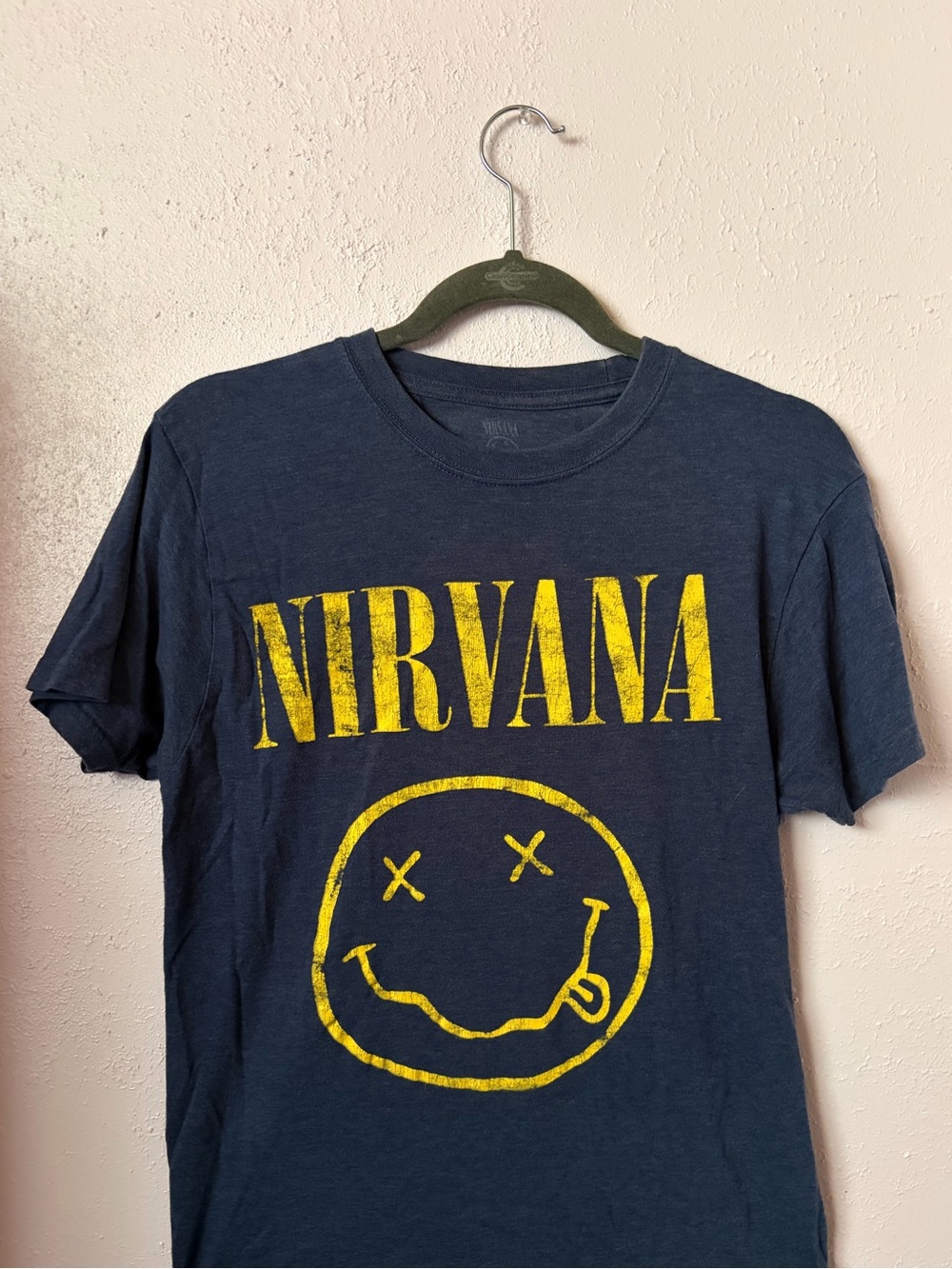 Nirvana Men’s Navy Graphic Tee with Yellow Logo